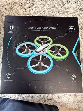 Toy Drone with Blue & Green LED Rings